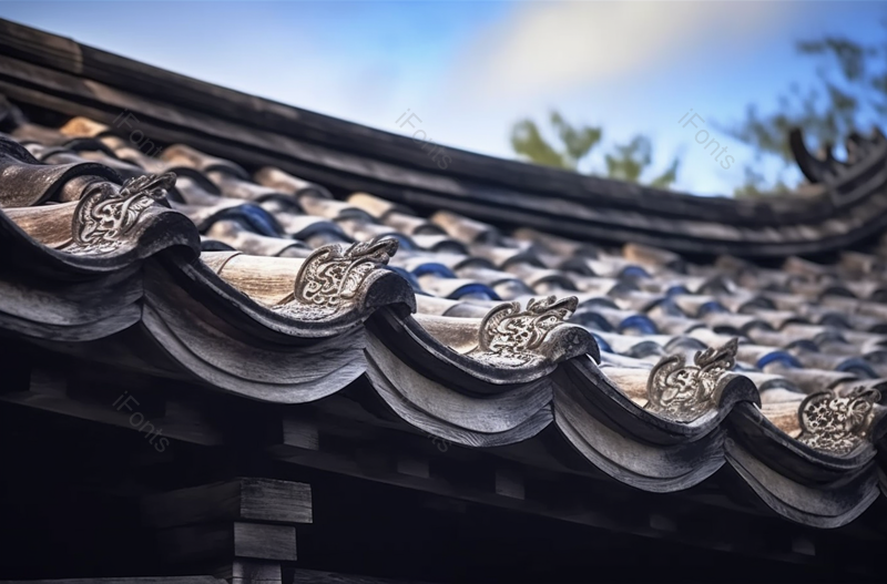 蓝天传统建筑屋顶屋檐特写镜头,高清,摄影图,摄影图片,图片大全,摄影图免费下载